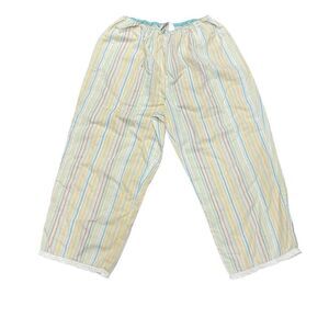 Vintage Victoria’s Secret Striped Capri Pajama Pants Small Yellow Blue Pink